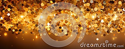 Shimmering Golden Confetti Space For Text Stock Photo