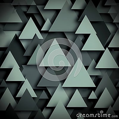 Shimmering pixel triangles overlapping in geometric pattern on deep blue gradient Stock Photo