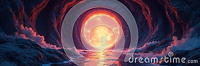 shimmering portal opens to inner realms gateway to unknown, gateway, labyrinthine Cartoon Illustration