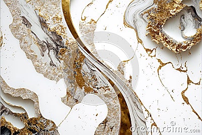 Shimmering Serenity: AI Generated Abstract Texture Photography Portraying White Gold Serenity on Artificial Marble Cartoon Illustration