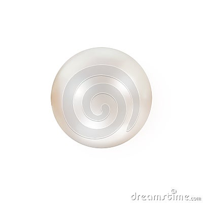 Shimmering single white natural pearl isolated on white background Stock Photo