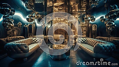 Shimmering Spaces: Award-Winning Futuristic Interiors in Silver and Brass Stock Photo