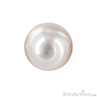 Shimmering white natural pearl isolated on white background Stock Photo