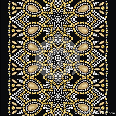 Shine fashion pattern from brilliant stones, rhinestones. Vector Illustration