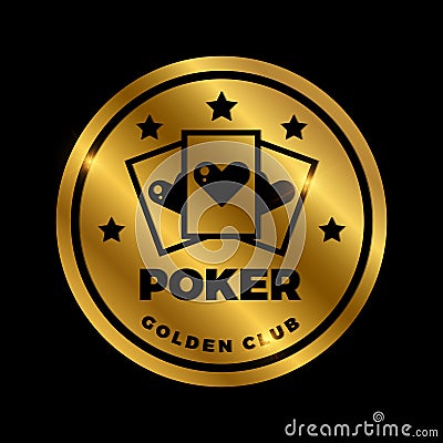 Shine golden poker label design. Golden vector casino icon Vector Illustration