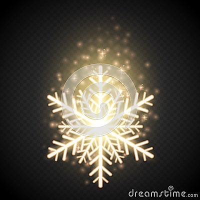 Shine golden snowflake with glitter . Christmas vector decoration Vector Illustration