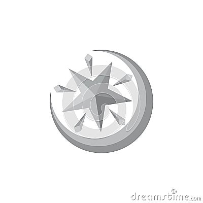 Shine moon star 3d gradient logo vector Vector Illustration
