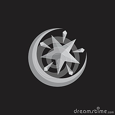 Shine moon star 3d gradient logo vector Vector Illustration