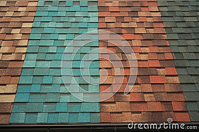 Shingles samples on roof Stock Photo