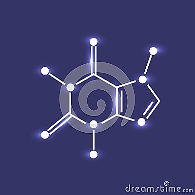 Shining caffeine chemical formula Vector Illustration