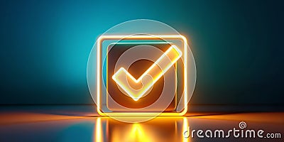 Shining Checkmark Checkbox A Visual Representation of Agreement Confirmation and Achievement on a Solid Background Stock Photo