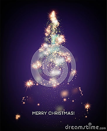 Shining Christmas tree. Light star background. Vector illustration Vector Illustration