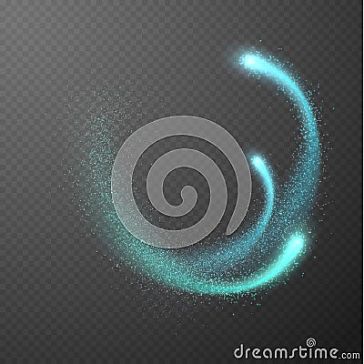 Shining comets with particle trail. Vector eps10 Vector Illustration
