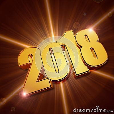 Shining 3d golden new year 2018 Stock Photo