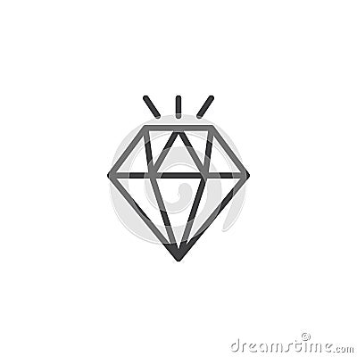 Shining diamond outline icon Vector Illustration