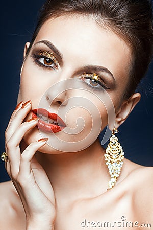 Shining face makeup Stock Photo