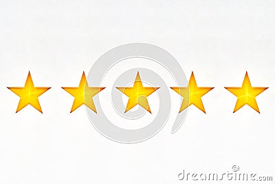 Shining five star symbol, hand made from cardboard, the concept of a positive rating, reviews Stock Photo