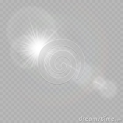 Shining glare rays, lens flare, sun flare. Stock Photo
