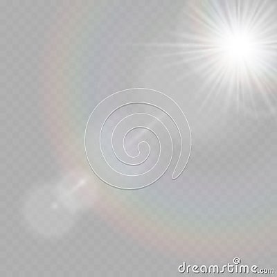 Shining glare rays, lens flare, sun flare. Stock Photo