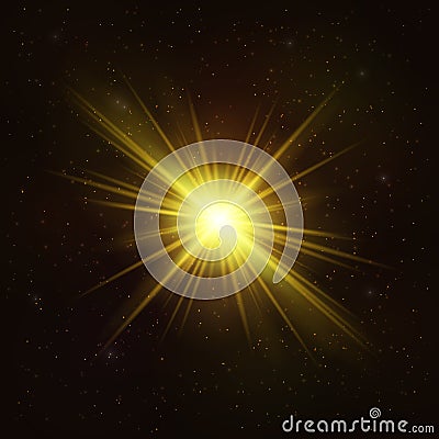 Shining Gold Star - Realistic Cosmic Object. Vector Illustration