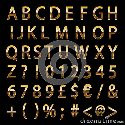 Shining Gold Alphabet vector Letters and numbers instant Download Stock Photo