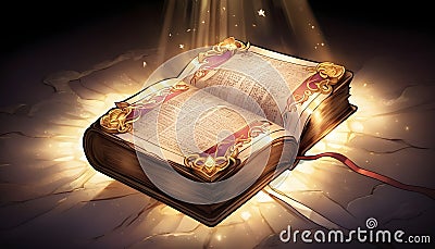 Shining Holy Bible ancient book banner illuminated message Stock Photo