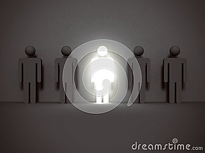shining human icon. Stand out from the crowd and different concept Cartoon Illustration