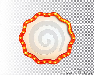 Shining isolated retro bulb light circle frame Vector Illustration