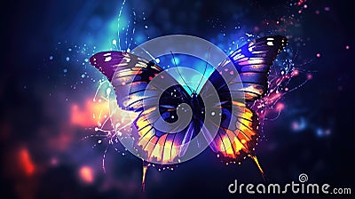 a shining lightning butterfly in the night, wallpaper style, ai generated image Stock Photo