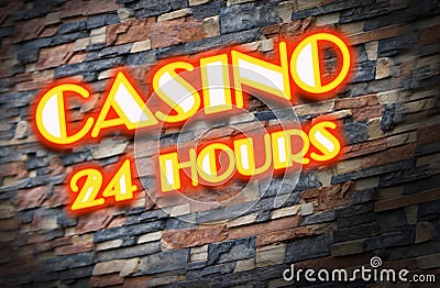 Shining neon sign of casino Stock Photo