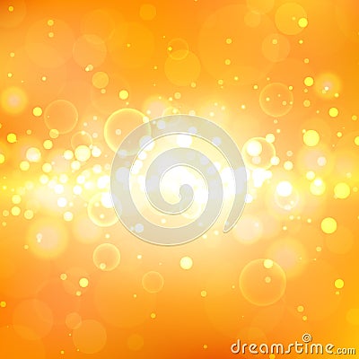 Shining orange background with light effects. Golden burst. Vector Illustration