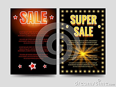 Shining sale brochure flyers template Vector Illustration