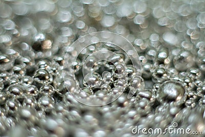 Shining silver silver drop drops balls abstract background, soft focus Stock Photo