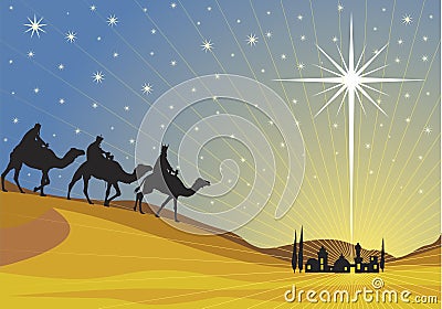 Shining star of Bethlehem. Vector Illustration