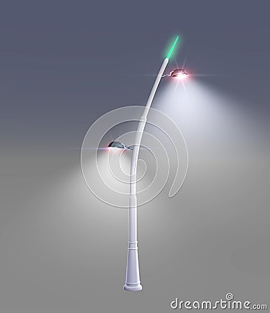 Shining street lamp in darkness - 3d illustration Stock Photo