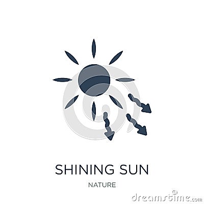 shining sun with rays icon in trendy design style. shining sun with rays icon isolated on white background. shining sun with rays Vector Illustration