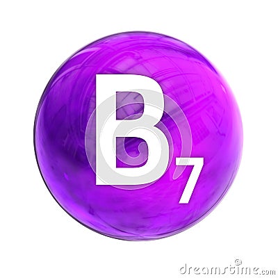 Vitamin B7 sphere molecule for healthcare medical pharmacy. Shining symbol of Vitamin B7. Biotin. Vitamin icon. 3D rendering Stock Photo