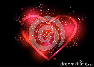 Shining valentines heart. Vector illustration Cartoon Illustration
