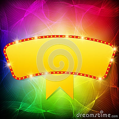 Shining waves background with retro casino light banner Cartoon Illustration