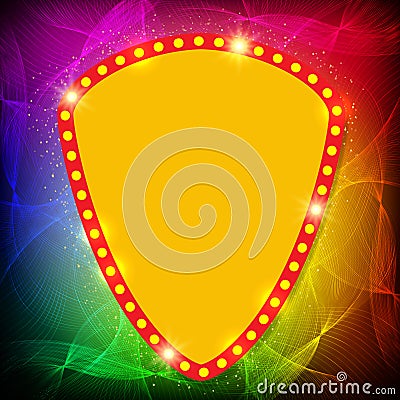 Shining waves background with retro casino light banner Cartoon Illustration