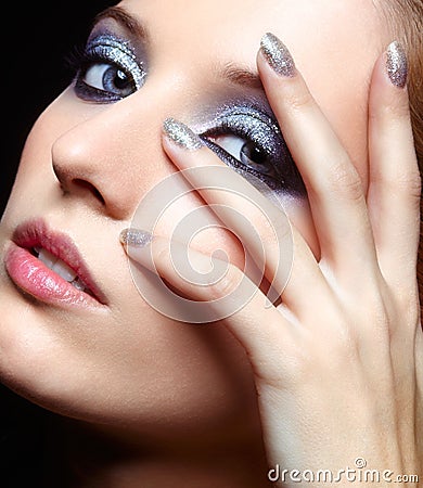 Shining woman face makeup Stock Photo