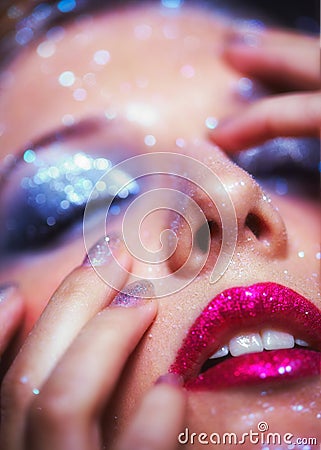 Shining woman face makeup Stock Photo