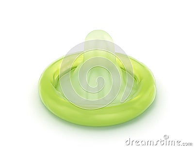 Shinny and glossy green condom 3d render Stock Photo