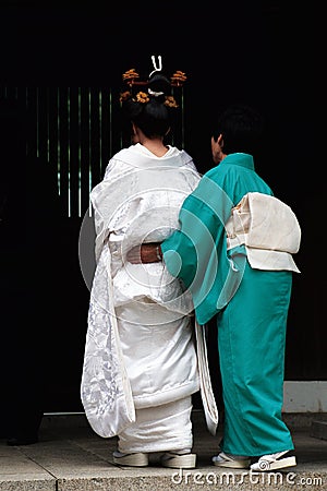 Shinto religious wedding ceremony. Editorial Stock Photo