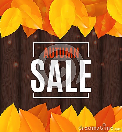 Shiny Autumn Leaves Sale Banner. Business Discount Card. Vector Illustration Vector Illustration