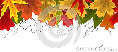Shiny Autumn Leaves Seamless Border Background. Vector Illustration Stock Photo