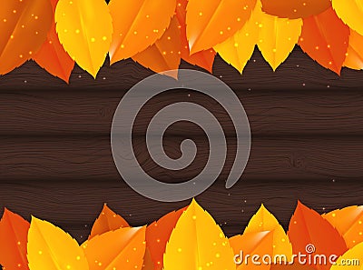 Shiny Autumn Natural Leaves Background. Vector Illustration Vector Illustration