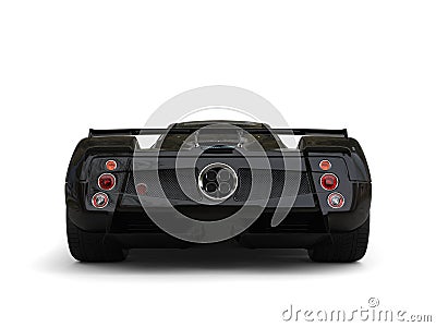 Shiny black concept race car - back low angle shot Stock Photo