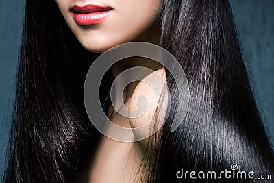 Shiny black hair Stock Photo