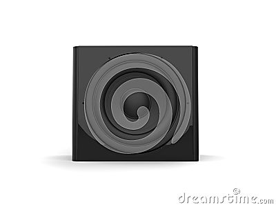 Shiny black sub woofer sound speaker Stock Photo